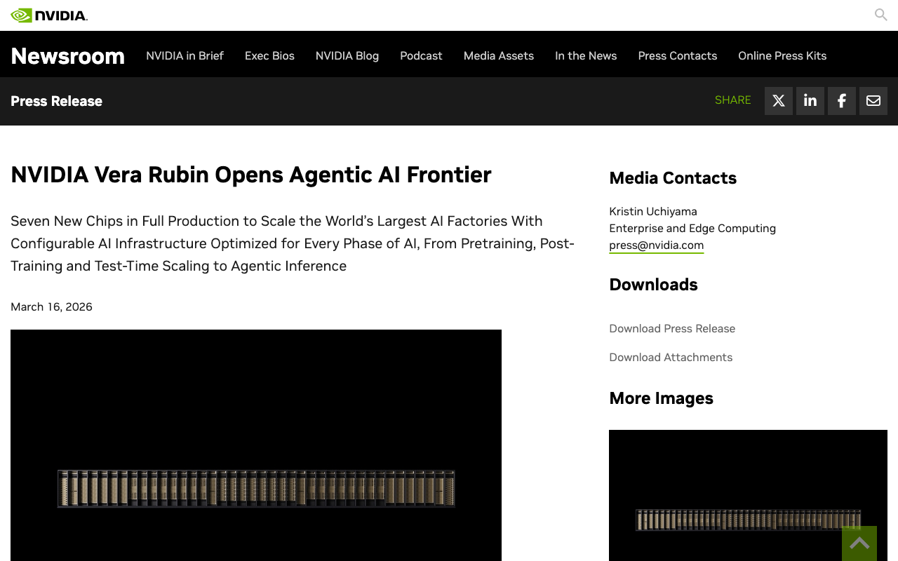 NVIDIA Vera Rubin Platform — official announcement